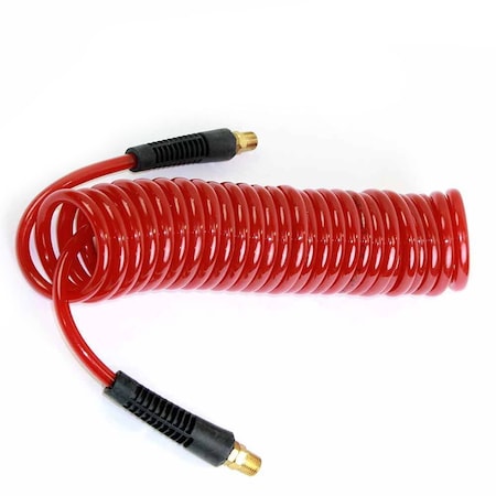 Interstate Pneumatics Red Polyurethane Recoil Hose 1/4 Inch x 25 feet Swivel Fittings HR34-025